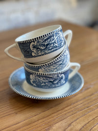 Blue Vintage Teacup and Saucer Set