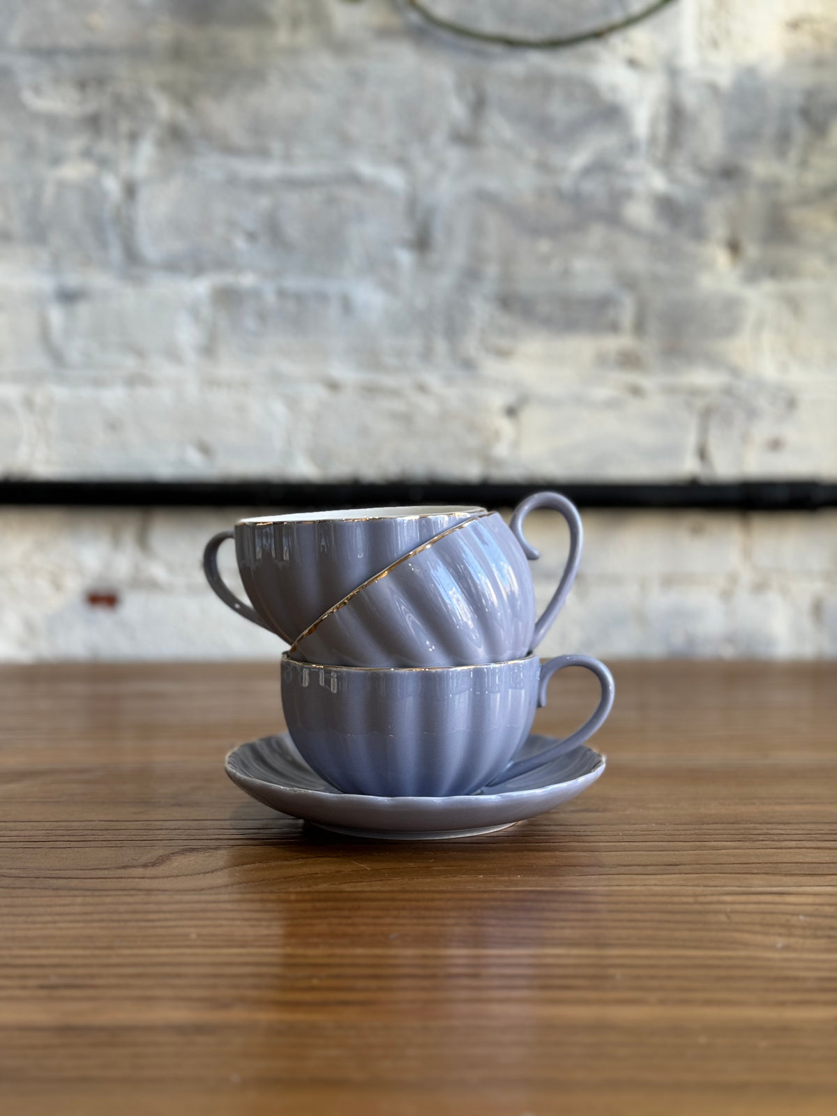 Purple Vintage Teacup and Saucer Set